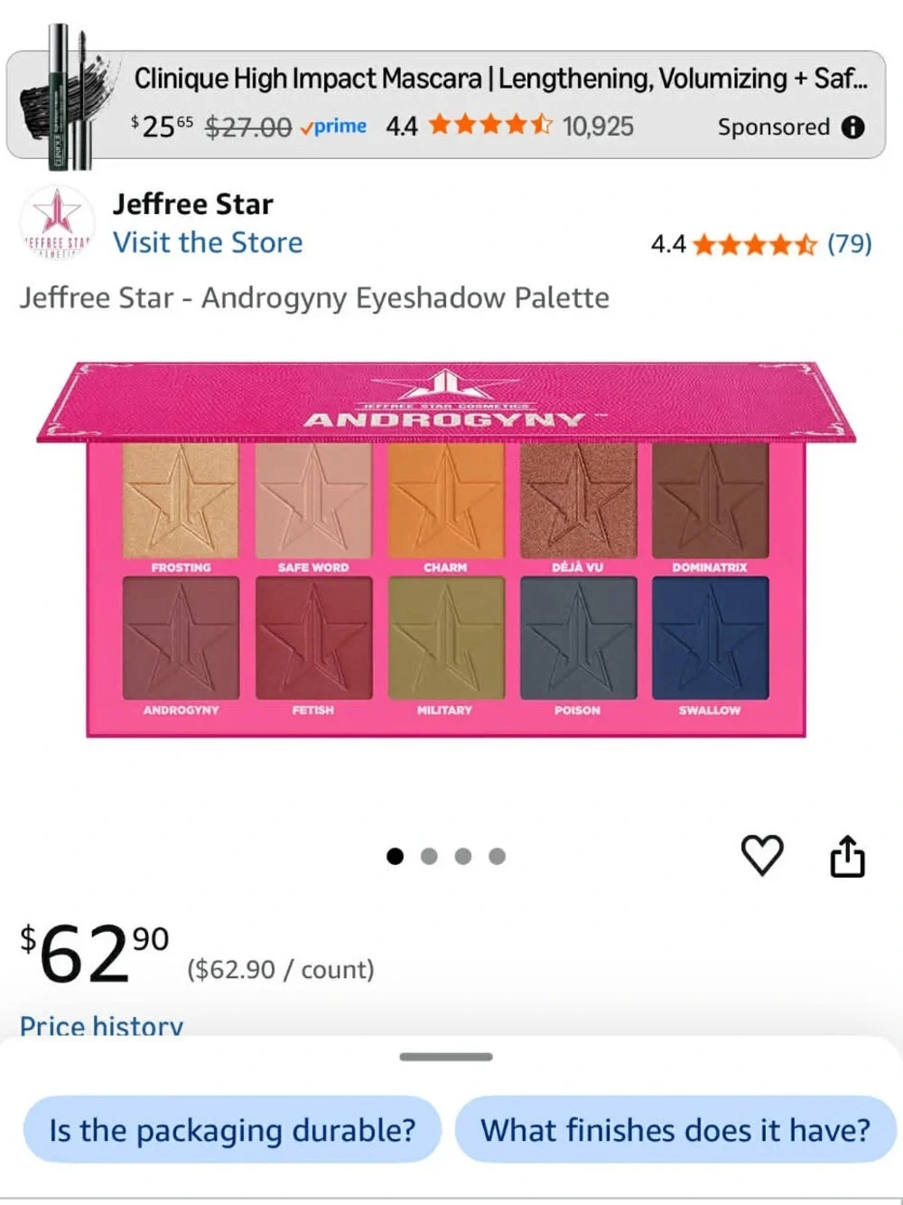 Jeffree Star Androgyny Eyeshadow Palette - Hot Pink Packaging